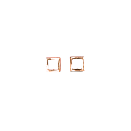 Open Square Studs, Rose Vermeil