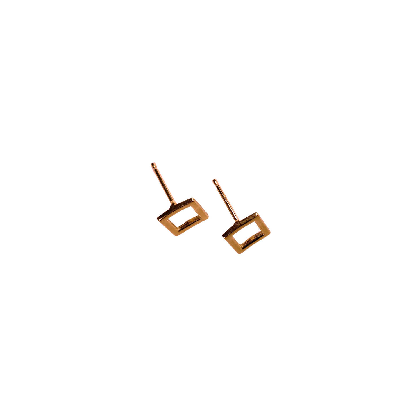 Open Square Studs, Rose Vermeil