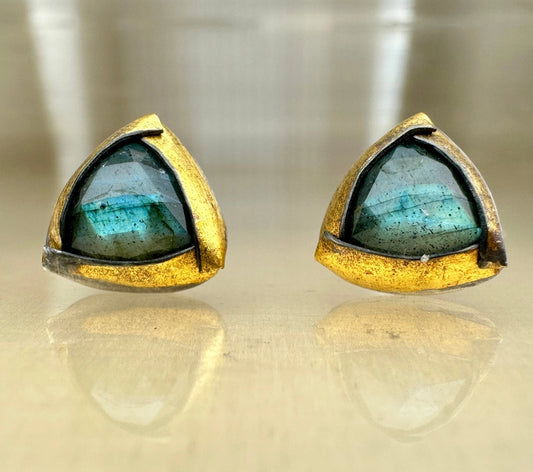 Tri-Fold Studs - Labradorite