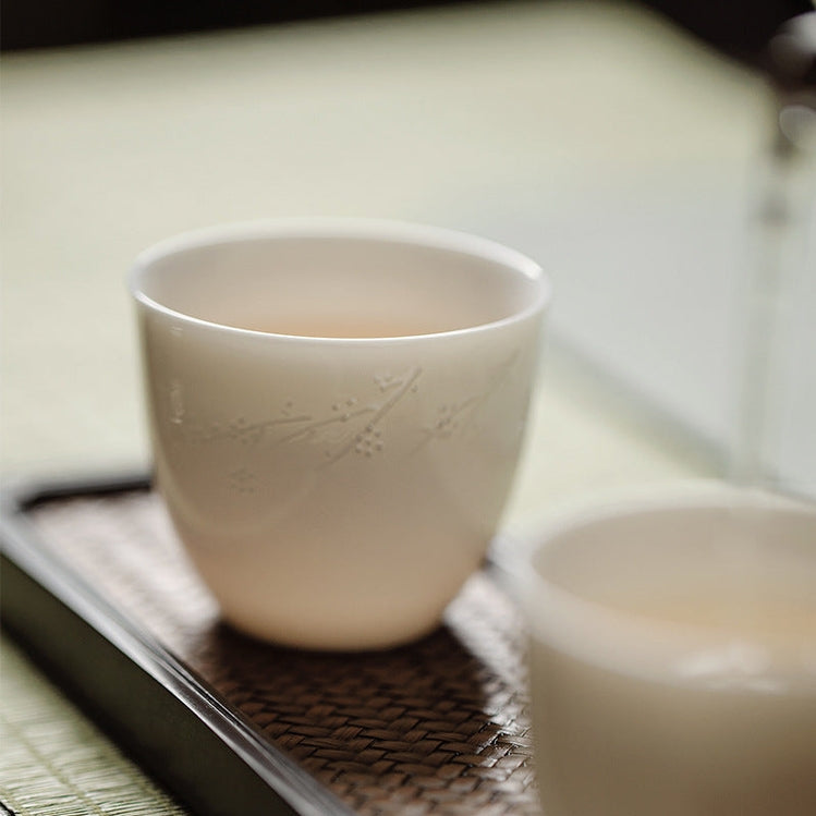 Handmade White Porcelain Hand-Embossed Ceramic Tea