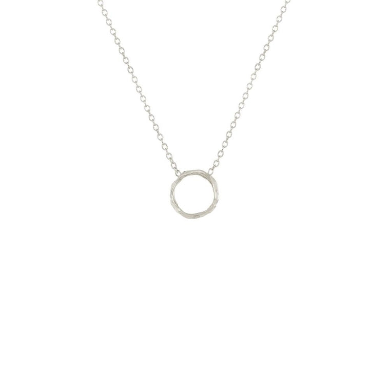 Mini Opihi Circle Necklace, Silver