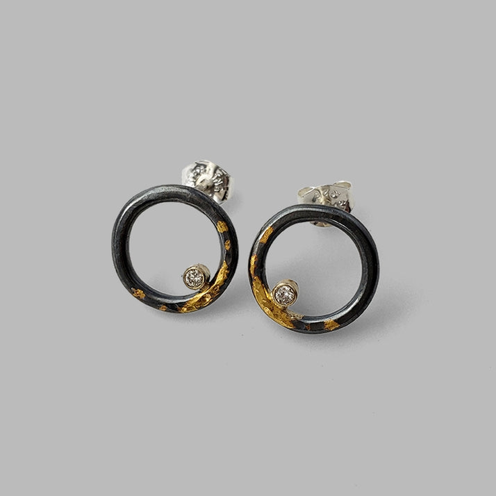 Mixed Metal Clearing Studs w/Diamonds