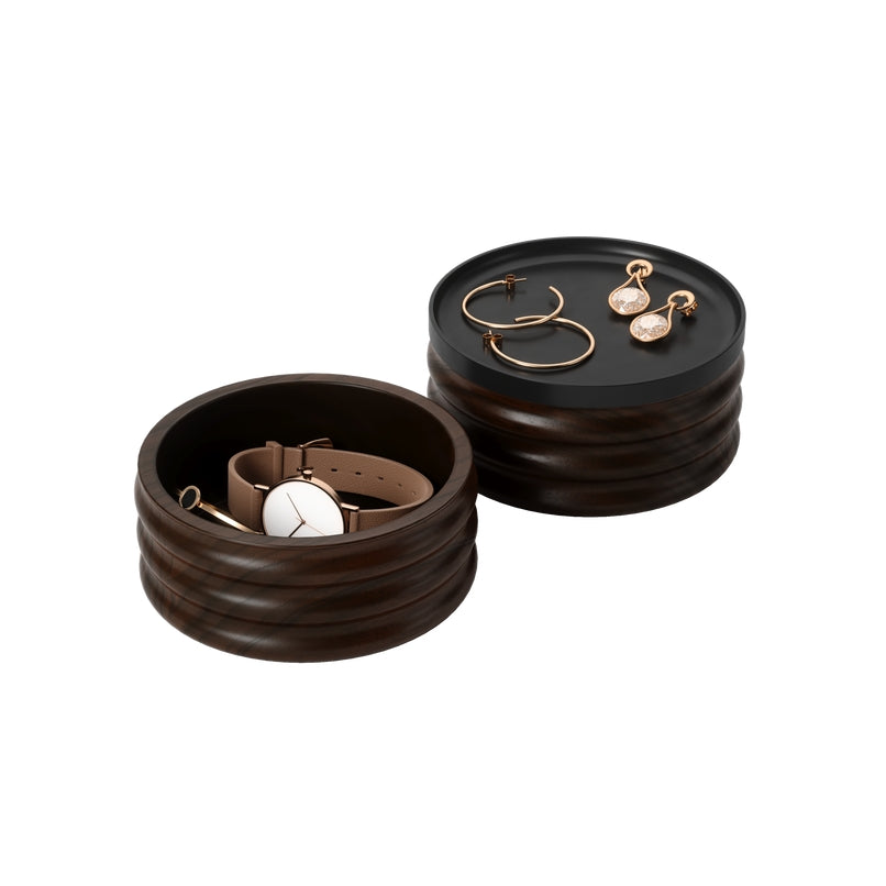 Tesora Wood Storage Box, Black/Walnut
