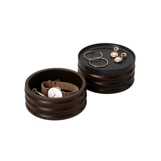 Tesora Wood Storage Box, Black/Walnut