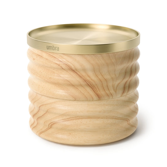Tesora Wood Storage Box, Natural/Brass