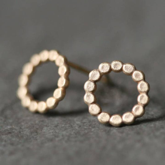 Flat Circle Stud Earrings in Gold