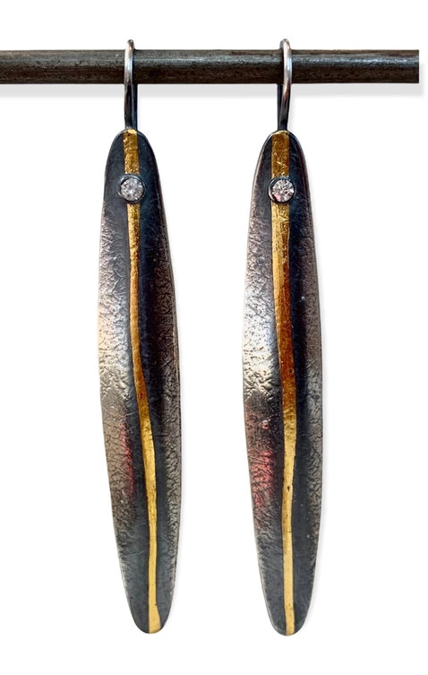 Split Reed Earring - Diamond