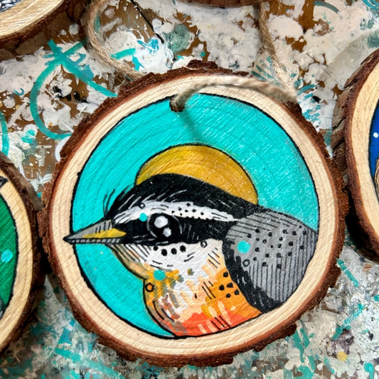 Wood Slice Art - Nuthatch