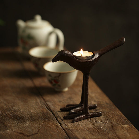 Cast Iron Bird Candle Holder