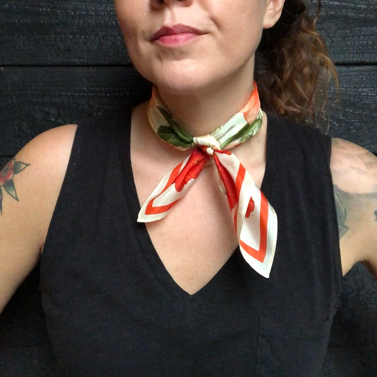 Botanical Hibiscus Flower Silk Bandana Scarf