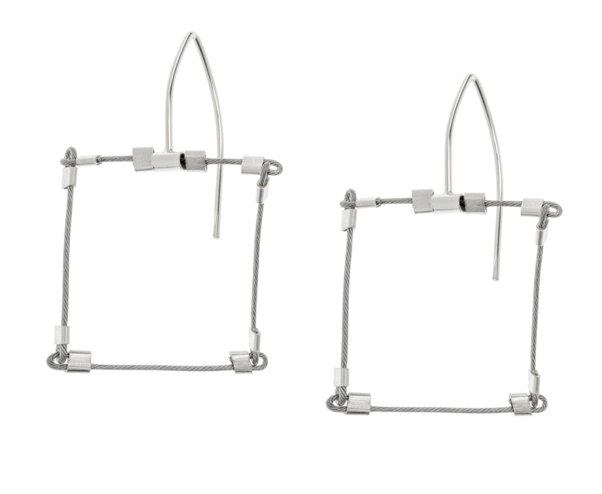 Square Line Hooks, Steel + Silver