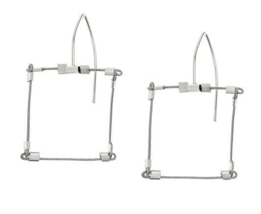 Square Line Hooks, Steel + Silver