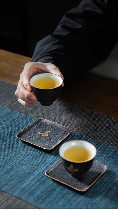 Blue and Gold Ceramic Coaster