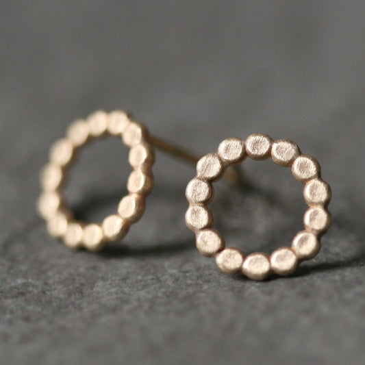 Flat Circle Stud Earrings in Rose Gold
