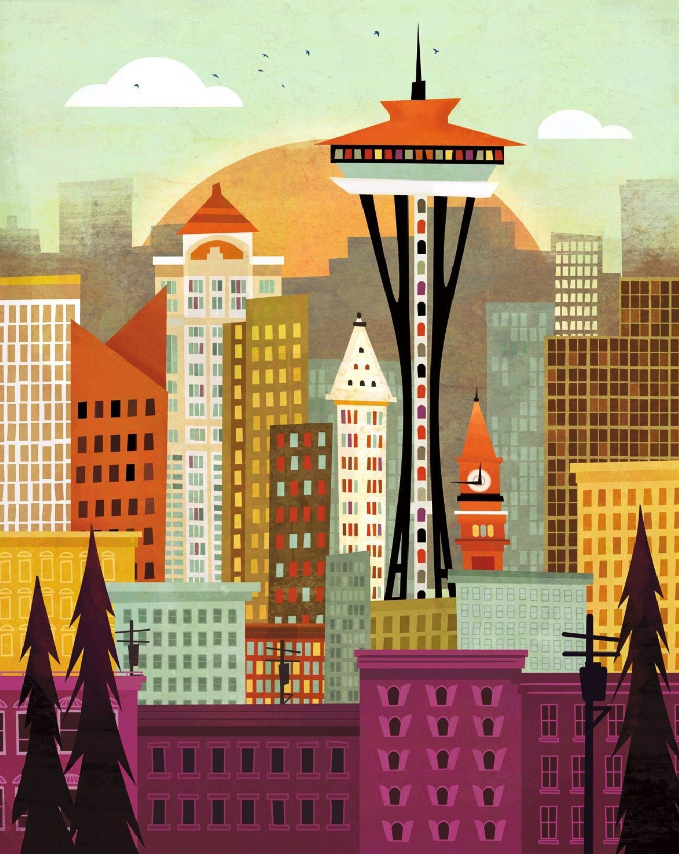 Seattle Skyline Print 11x14 - ALD