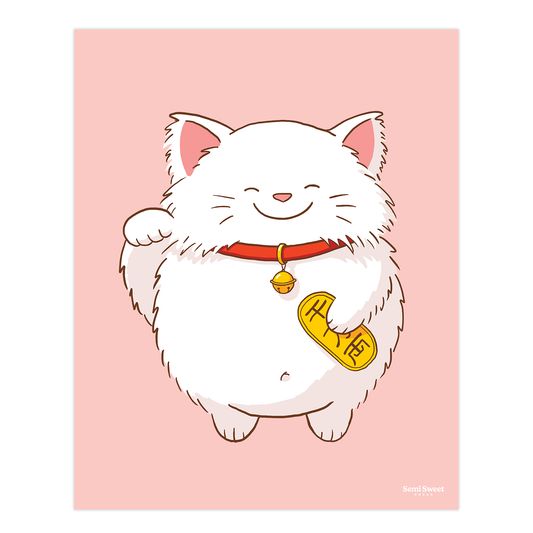 Lucky Cat Art Print, 8x10