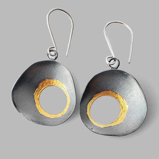 Celestial Earrings - Gold & Ox Silver
