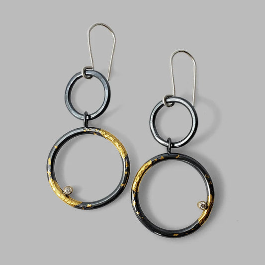 Mixed Metal Clearing Earrings w/ Diamonds