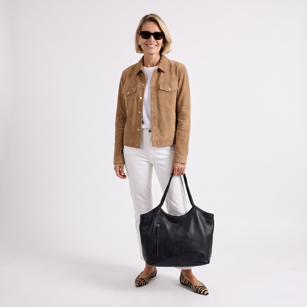 Fina Stain-Washed Leather Tote Bag