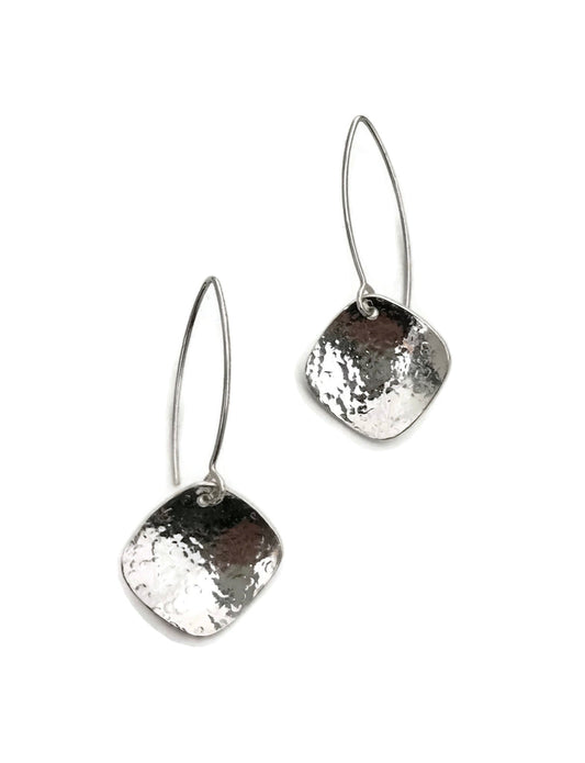 Cushion Earrings, Marquis, Silver