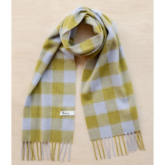 Lambswool Scarf, Avocado Gingham