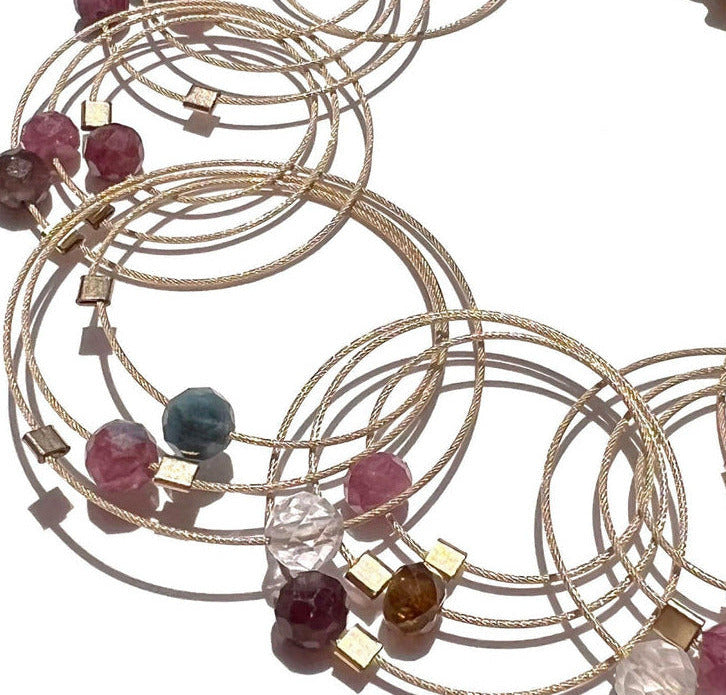 Solar Necklace, Tourmaline + Gold, 18"