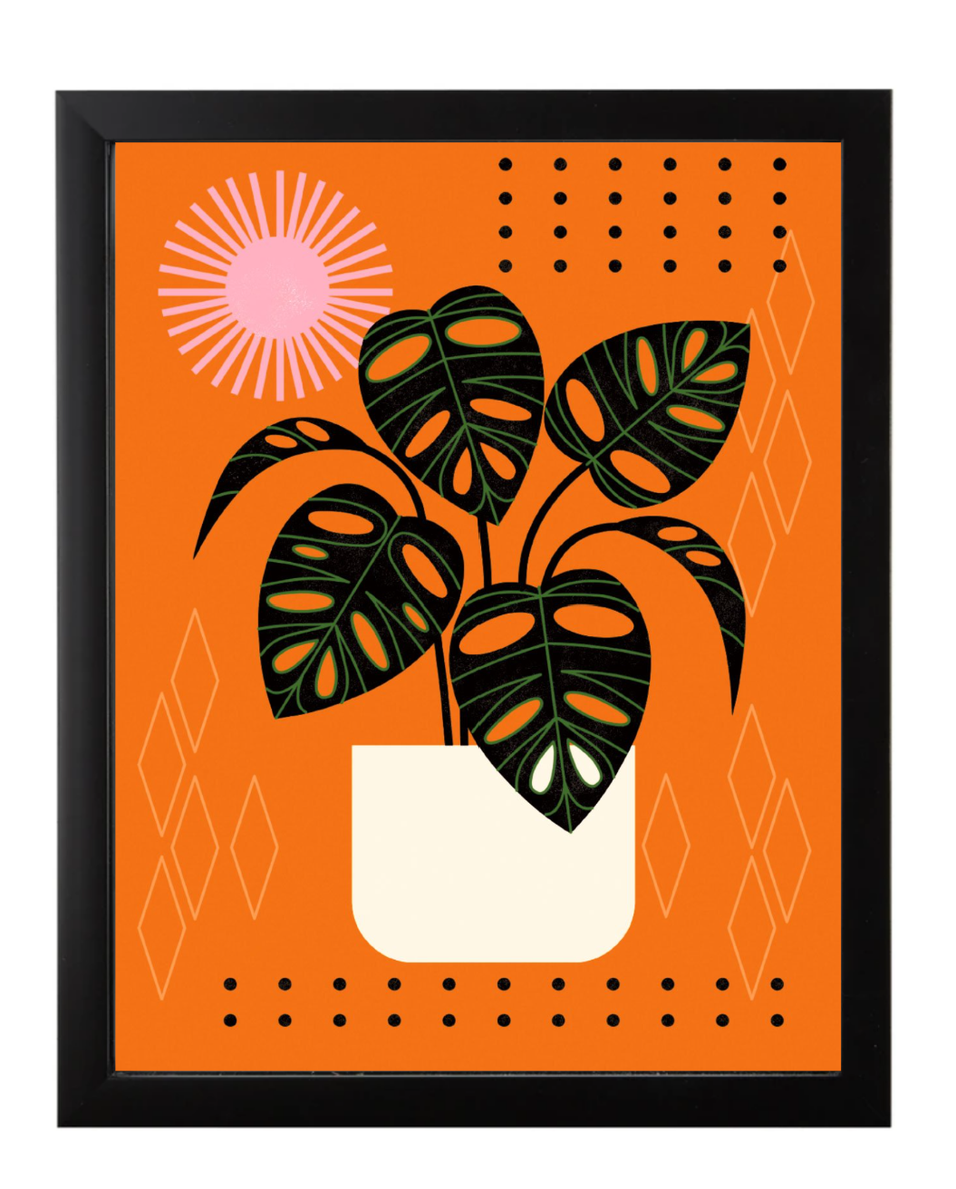 Monstera Orange, Framed, Black