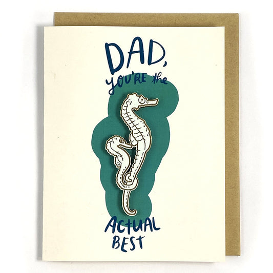 Actual Best Dad Seahorse card+magnet