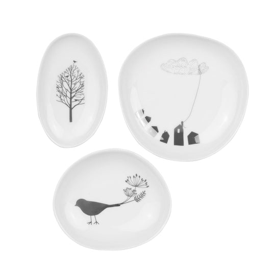 Small Dish set/3 Birds+Houses