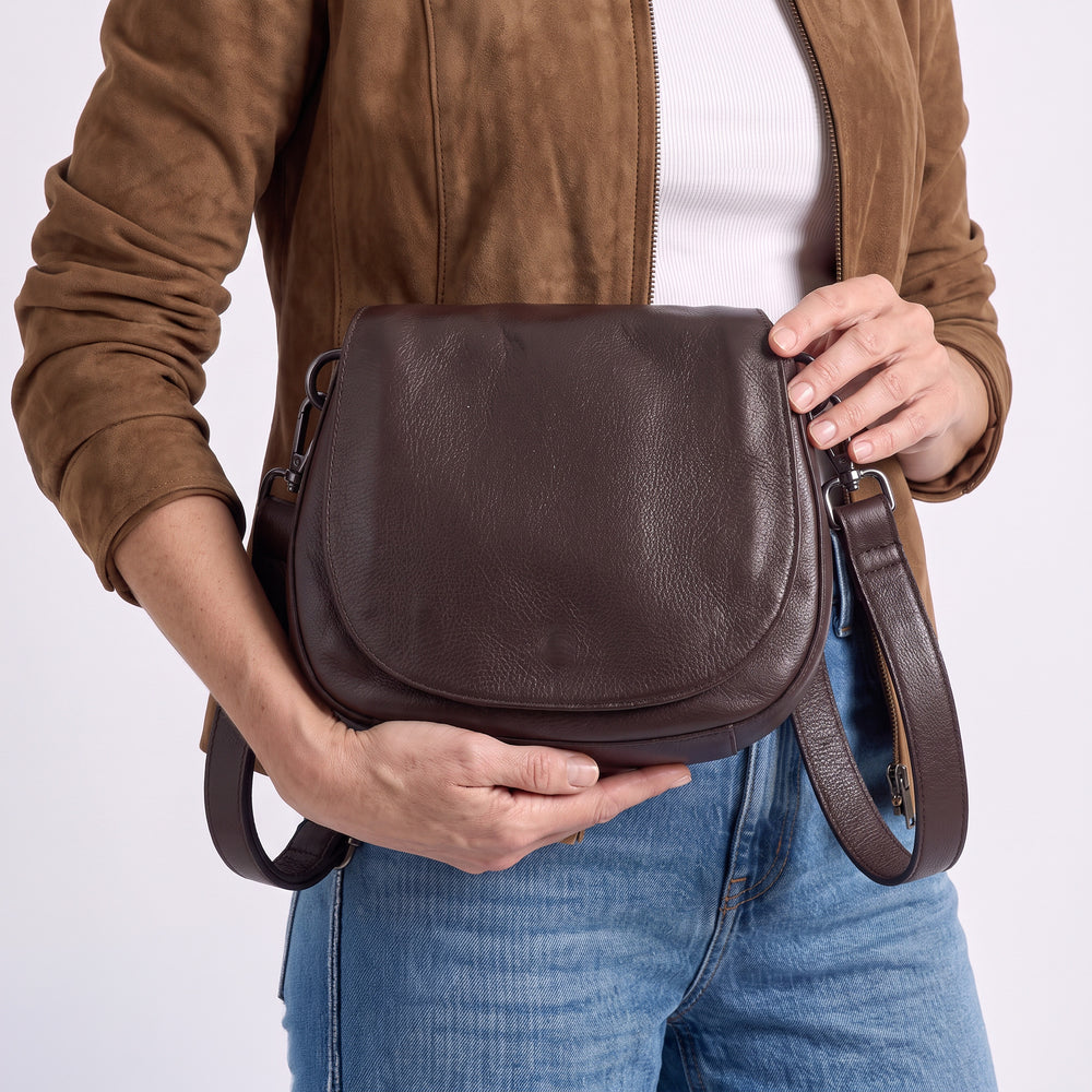 Ridge Stain-Washed Leather Crossbody Bag