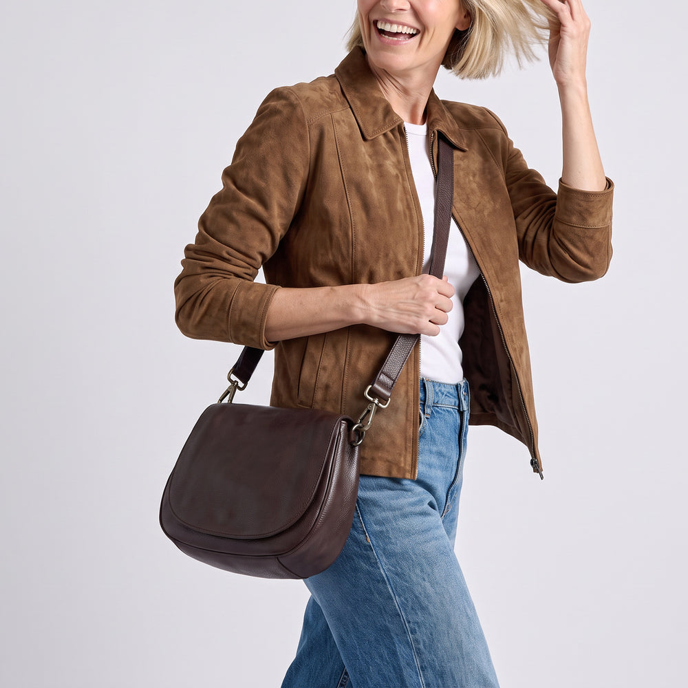 Ridge Stain-Washed Leather Crossbody Bag