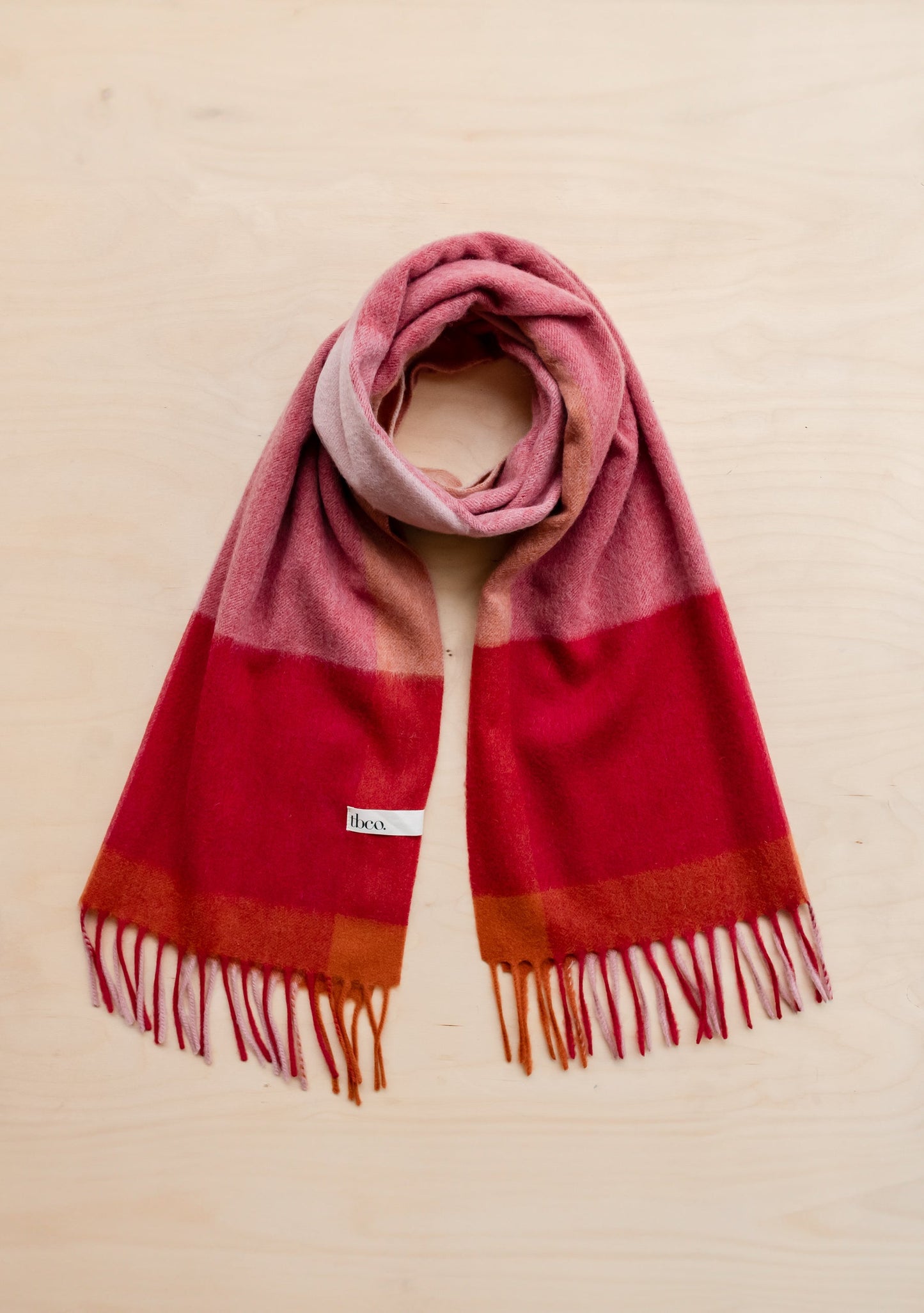 Lambswool Oversized Scarf, Berry Edge Check