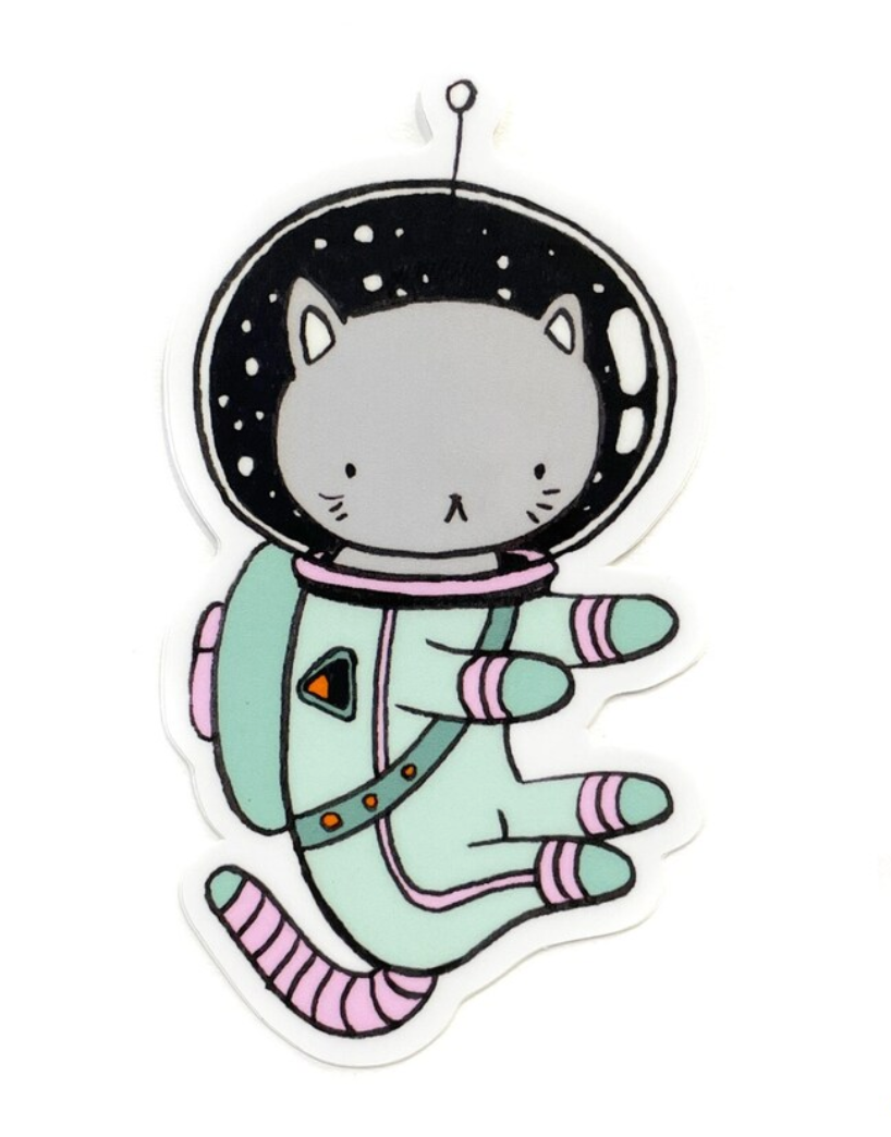 Astronaut Cat Sticker - green