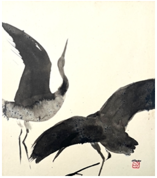 Original, Antique, Dancing Cranes