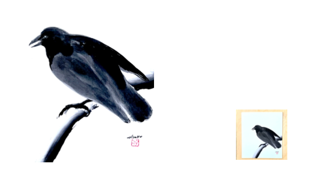 Original, Birch-mounted, Crow