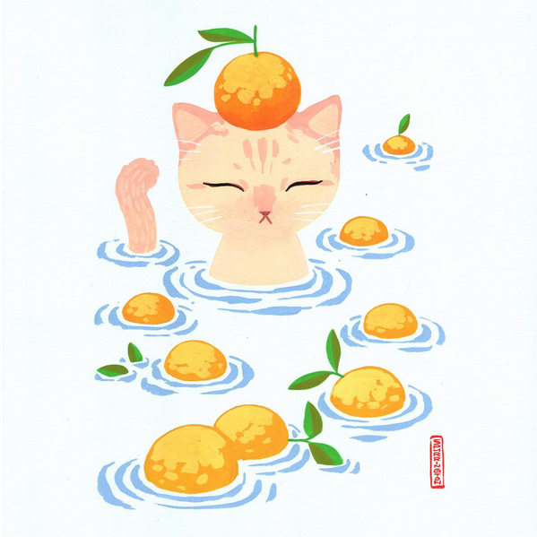 Yuzu Bath Kitty, 8x10 Print