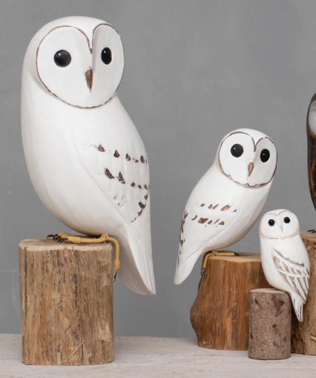 Hand Carved Barn Owl, Large