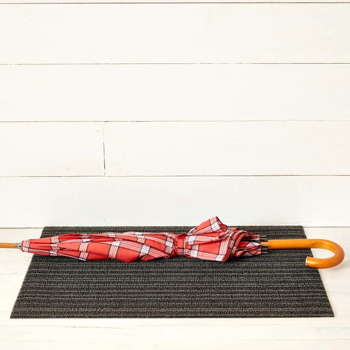 Skinny Stripe Steel Shag Doormat 18x28