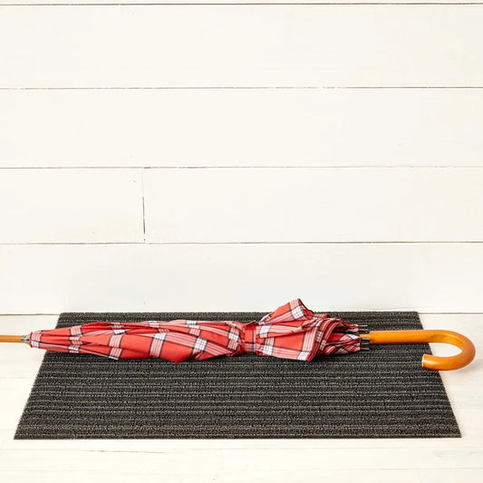 Skinny Stripe Steel Shag Doormat 18x28