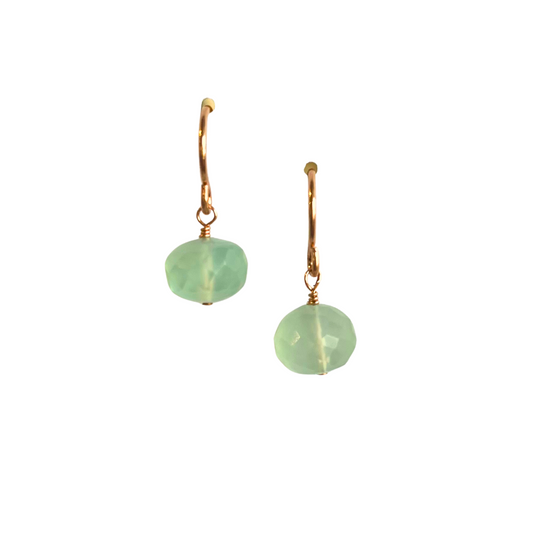 Chalcedony Earrings, Rose Gold