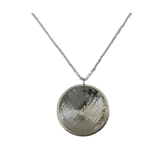 Concave Hatch Necklace, Lg, Dark Silver