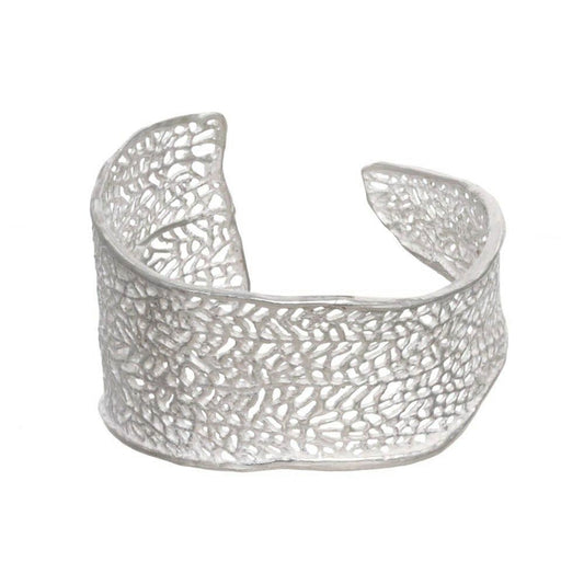 Coral Cuff Bracelet, Silver