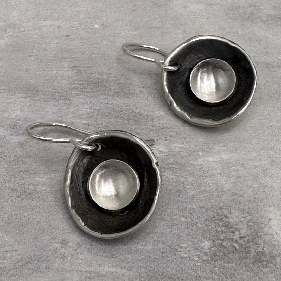 Hollow Moon Earrings, Silver
