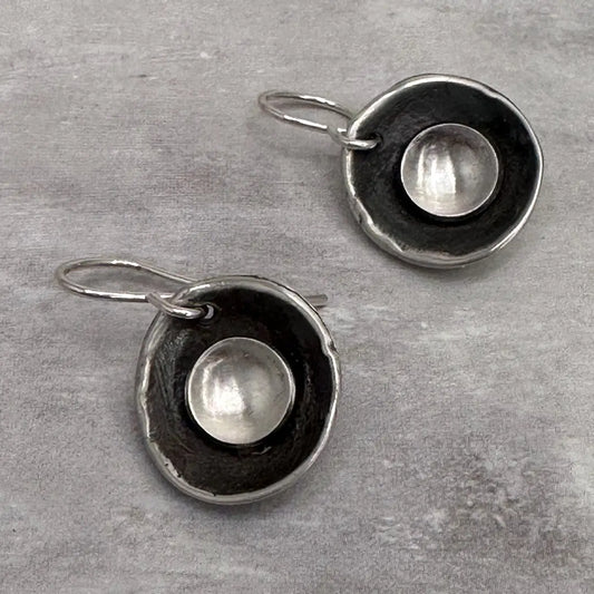 Hollow Moon Earrings, Silver