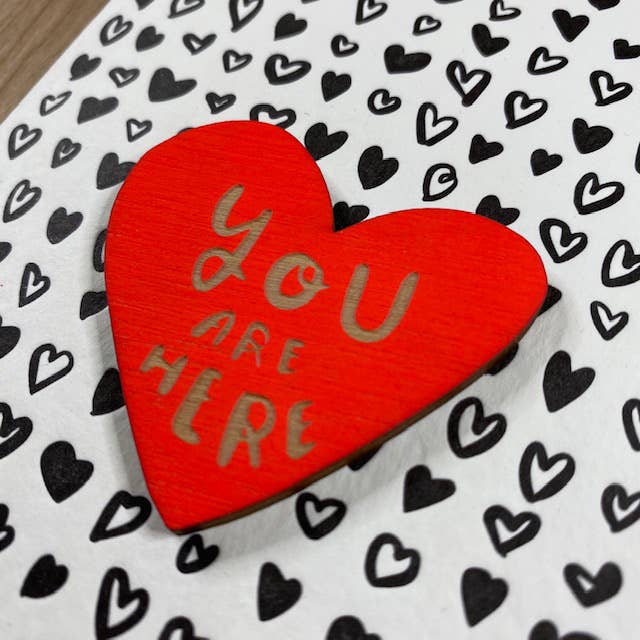 You are here heart card + magnet