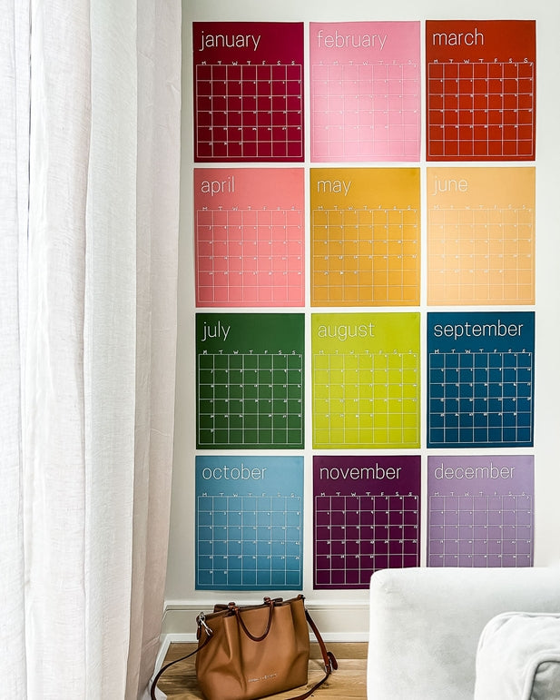 Reusable Lg Wall Calendar, Rainbow, 16x20"