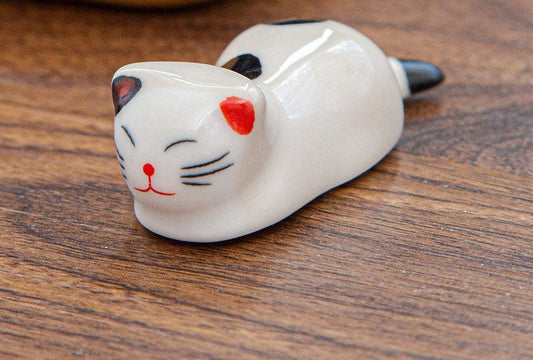 Ceramic Cat, Laying, White (D)