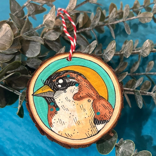 Wood Slice Art - Sparrow