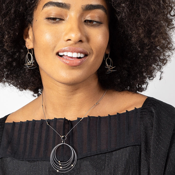 Grad Circle Necklace - Silver + Steel