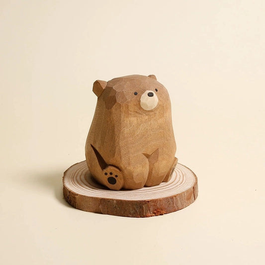 Handcarved Wooden  Brown Bear